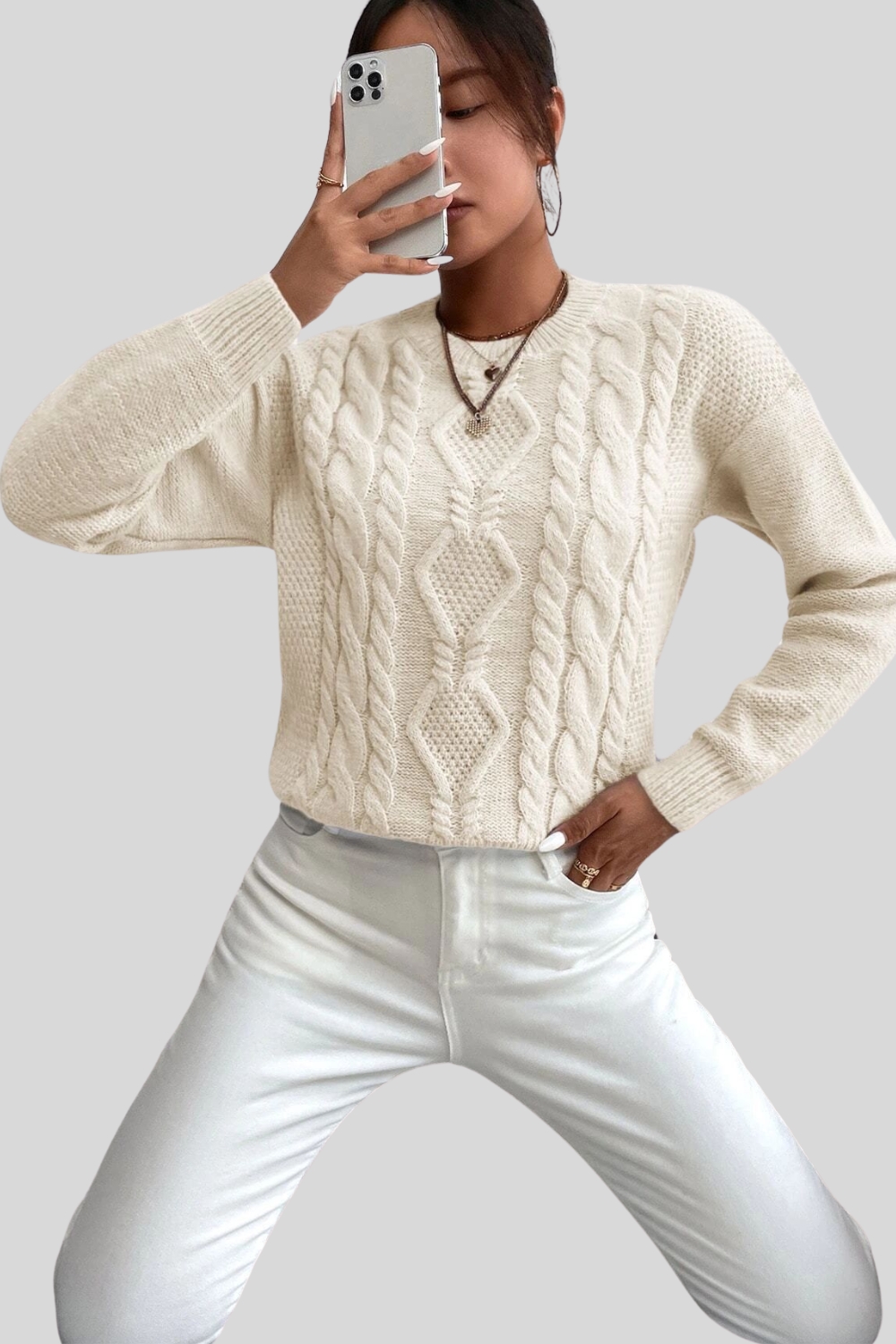 2024 Autumn Winter Women's Cable Knit Sweater - Trendy Loose Casual Pullover