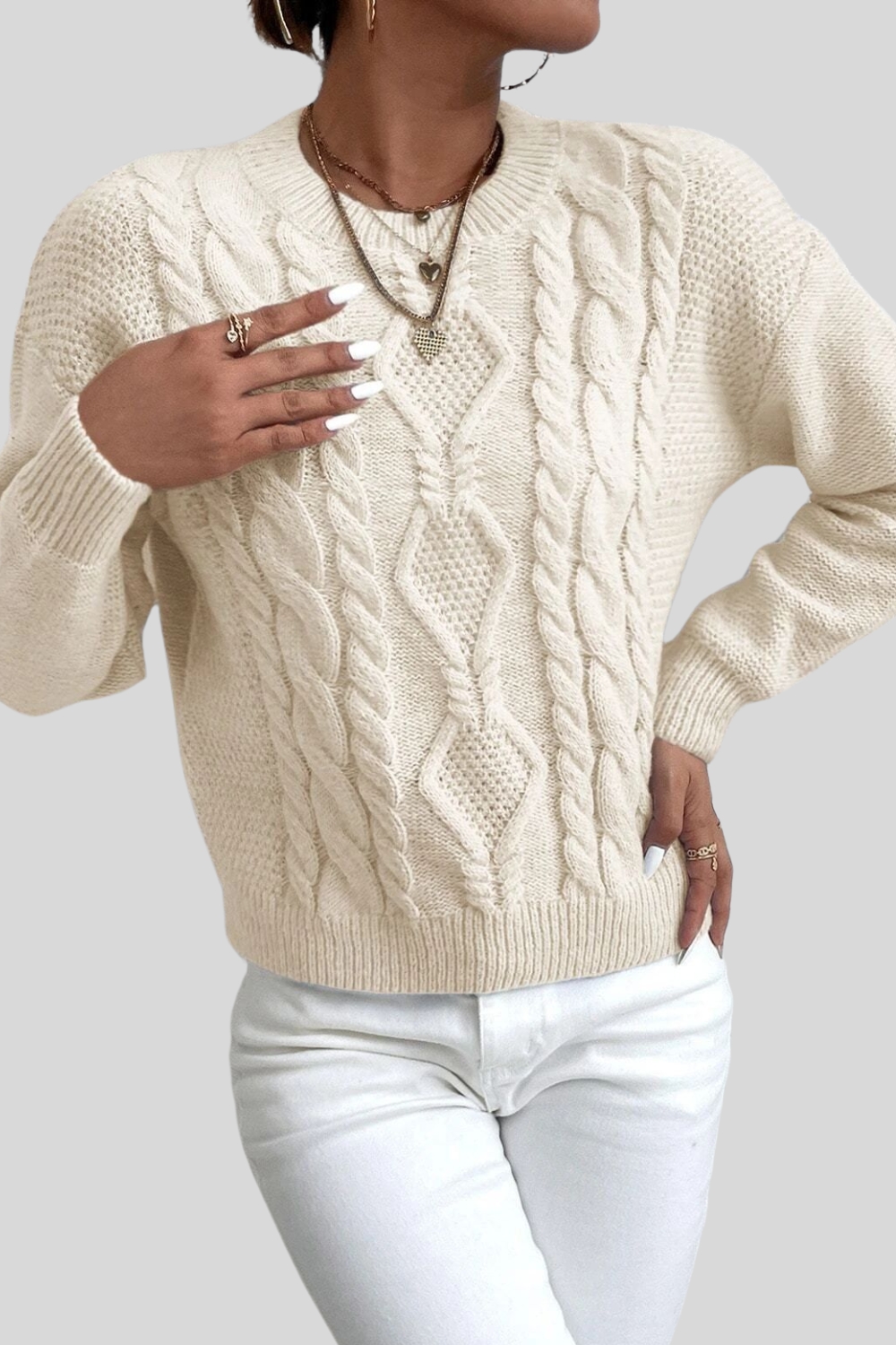 2024 Autumn Winter Women's Cable Knit Sweater - Trendy Loose Casual Pullover