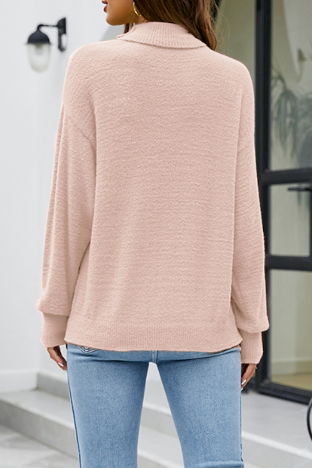 Chic High Neck Knit Sweater for Women - 2024 Fall/Winter Solid Color Long Sleeve Pullover