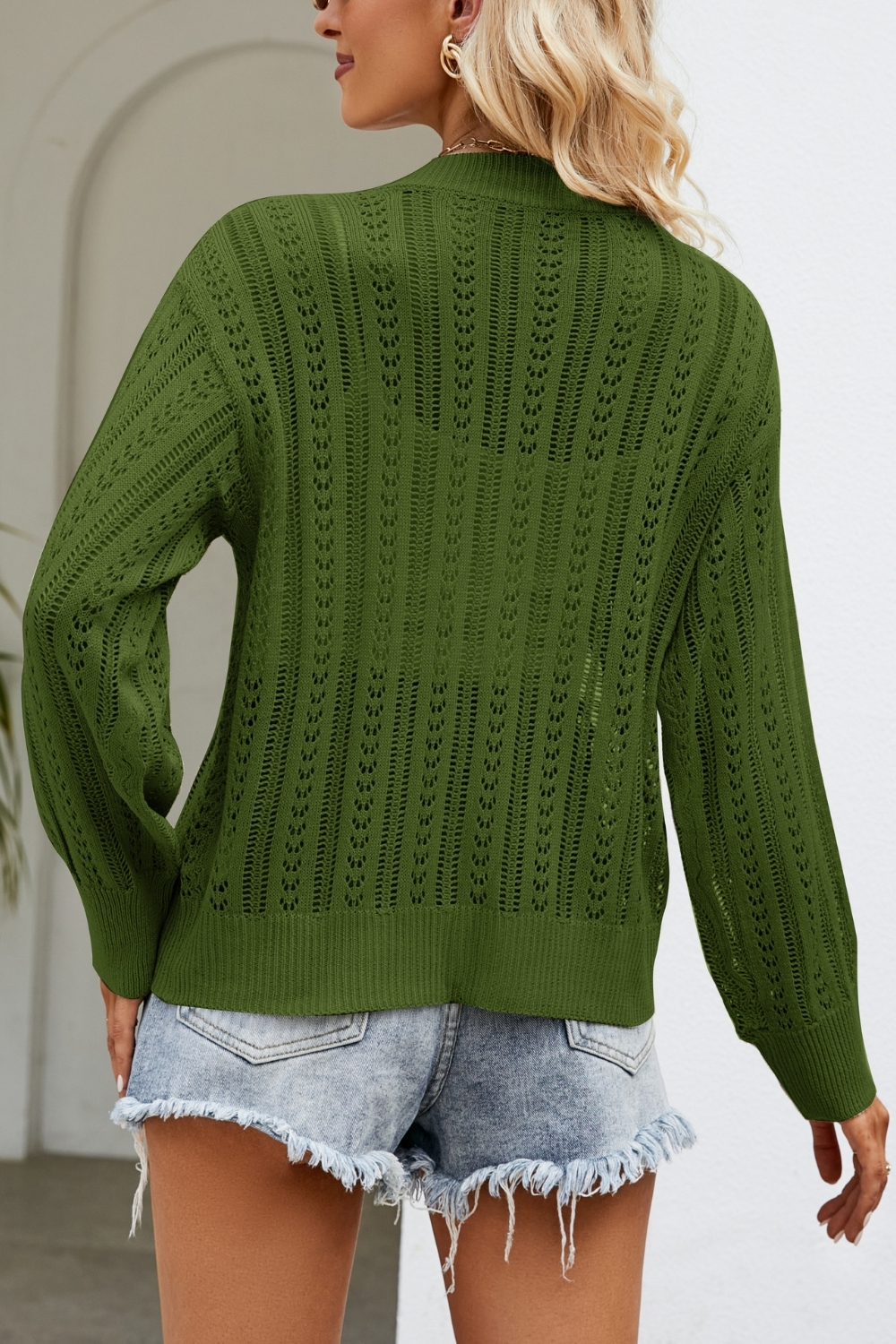 2024 New Women's Hollow Knit Cardigan - Stylish V-Neck Layering Piece