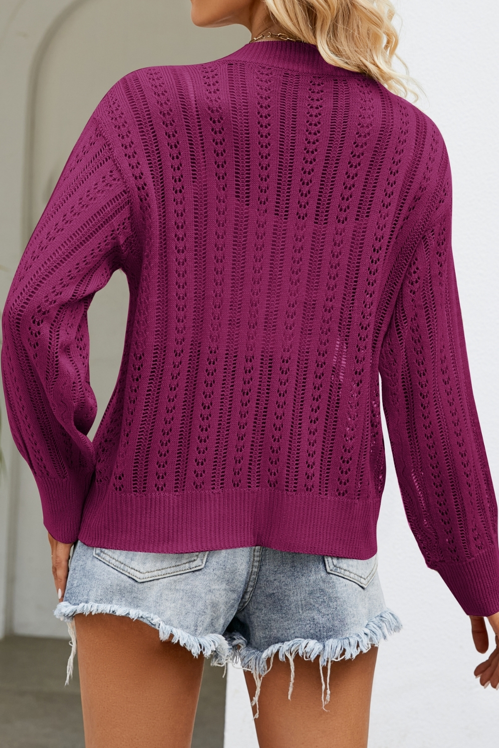 2024 New Women's Hollow Knit Cardigan - Stylish V-Neck Layering Piece