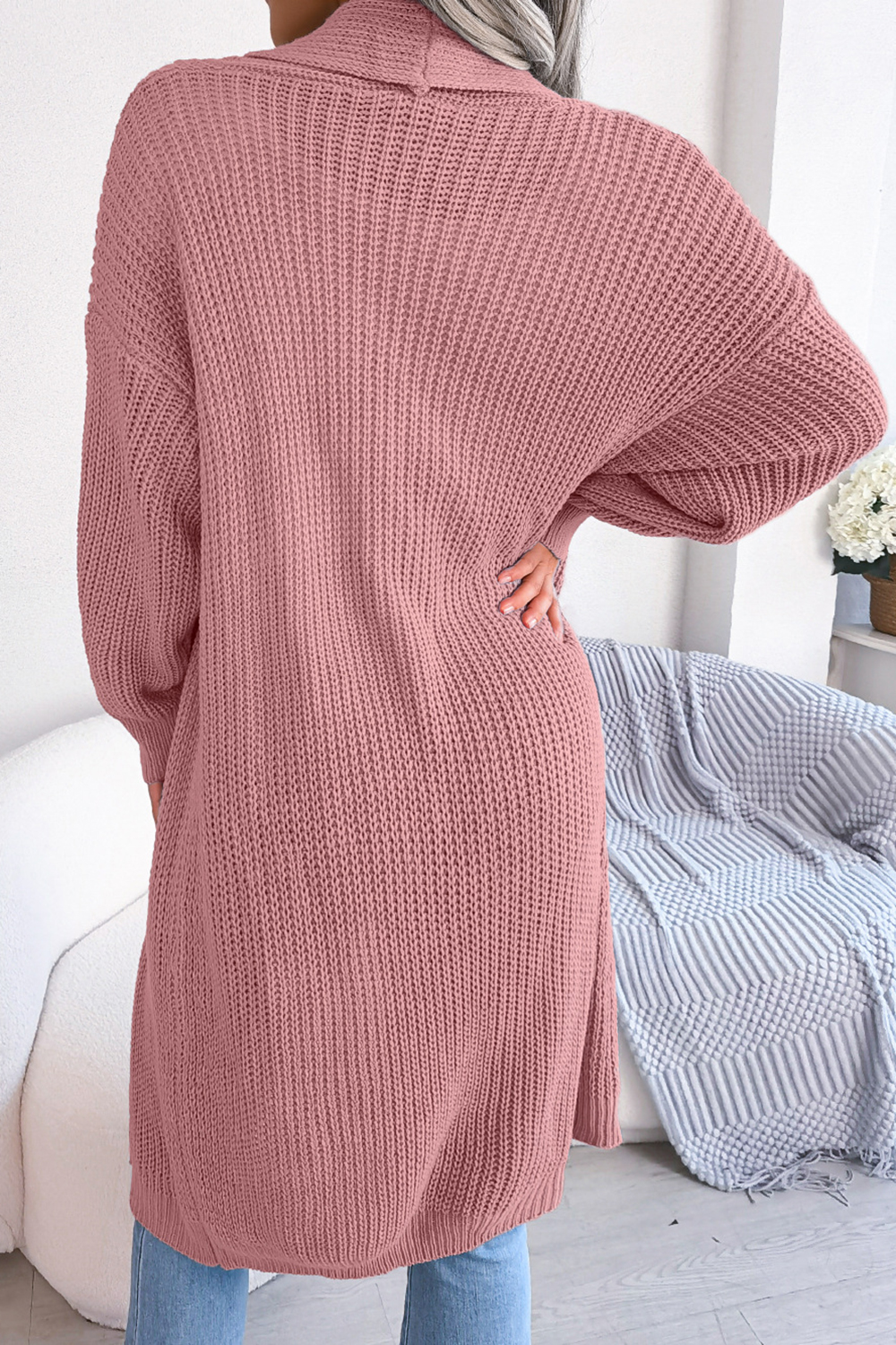Simple and elegant fine sweater solid color coat