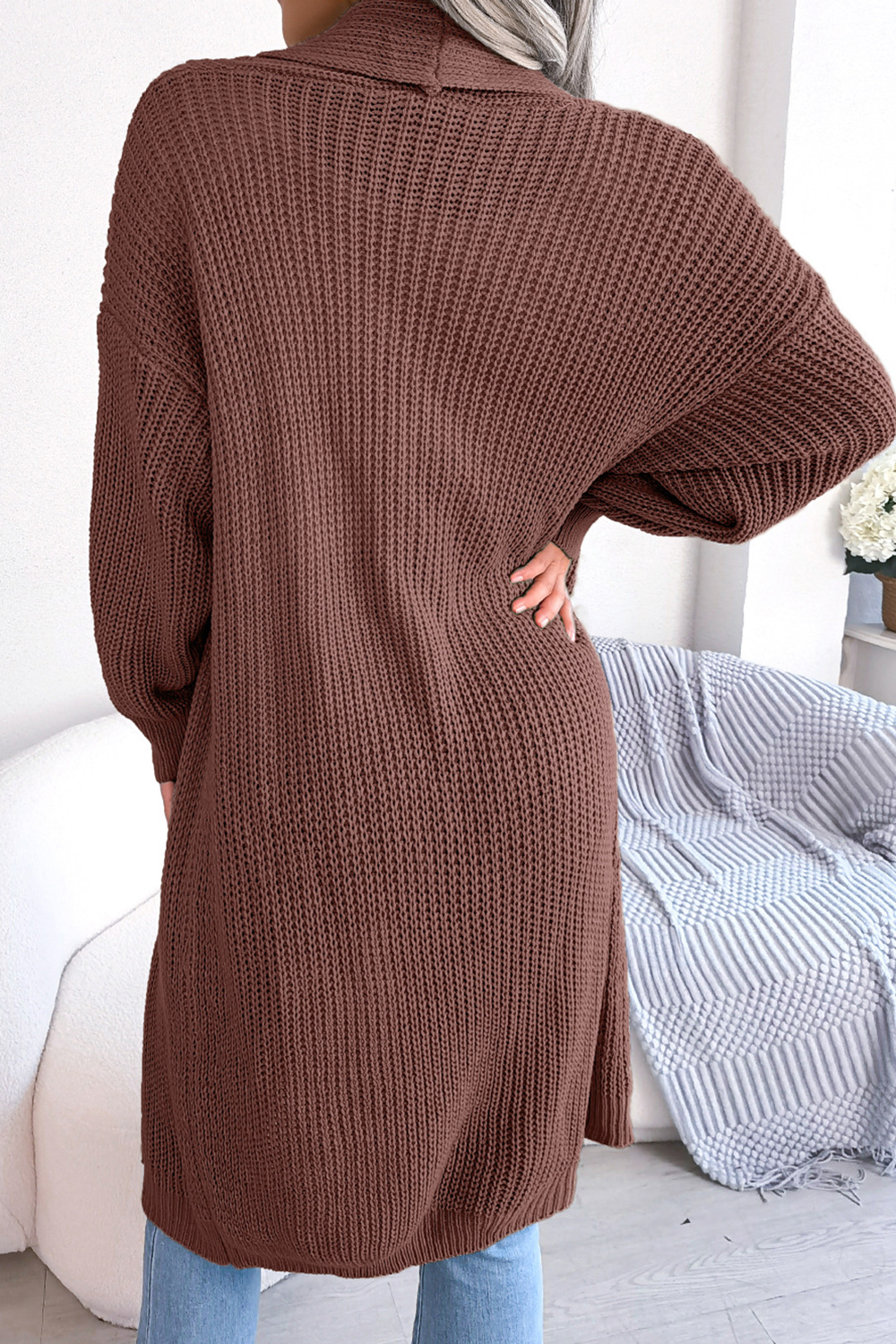 Simple and elegant fine sweater solid color coat