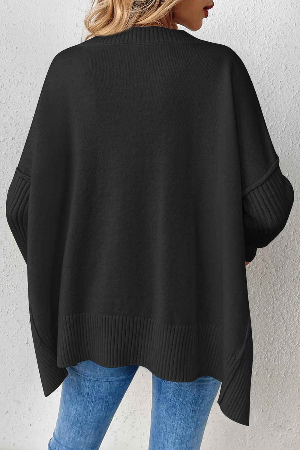 Long-Sleeve V-Neck Arctic Velvet Casual Sweater
