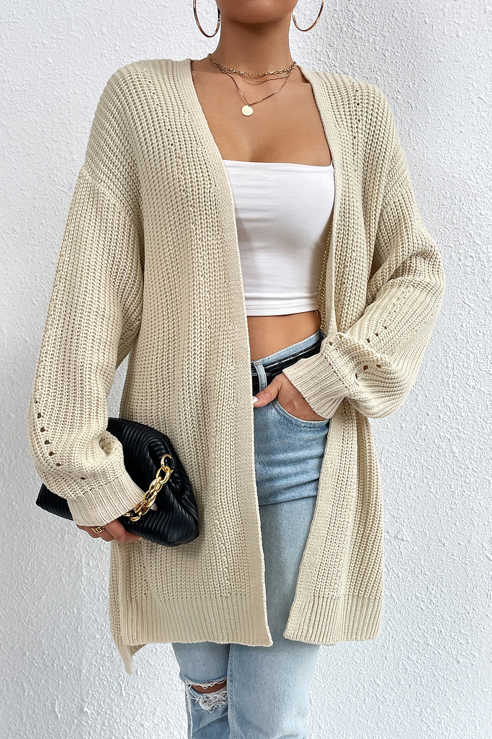 Long-Sleeve Comfortable Casual V-Neck Sweater Cardigan