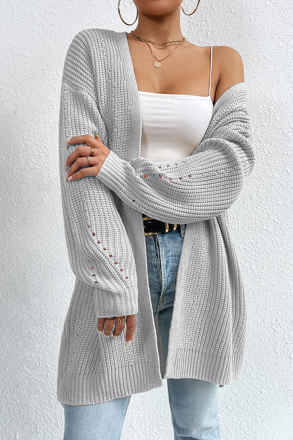 Long-Sleeve Comfortable Casual V-Neck Sweater Cardigan