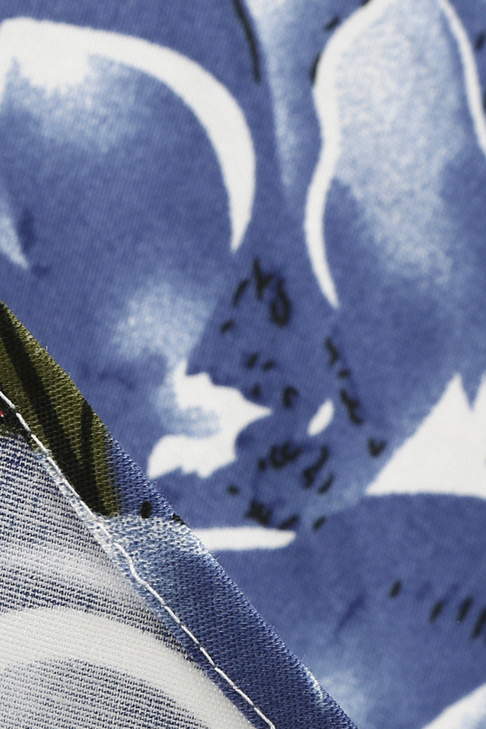 Elegant High-Waisted A-Line Blue Floral Vintage Dress