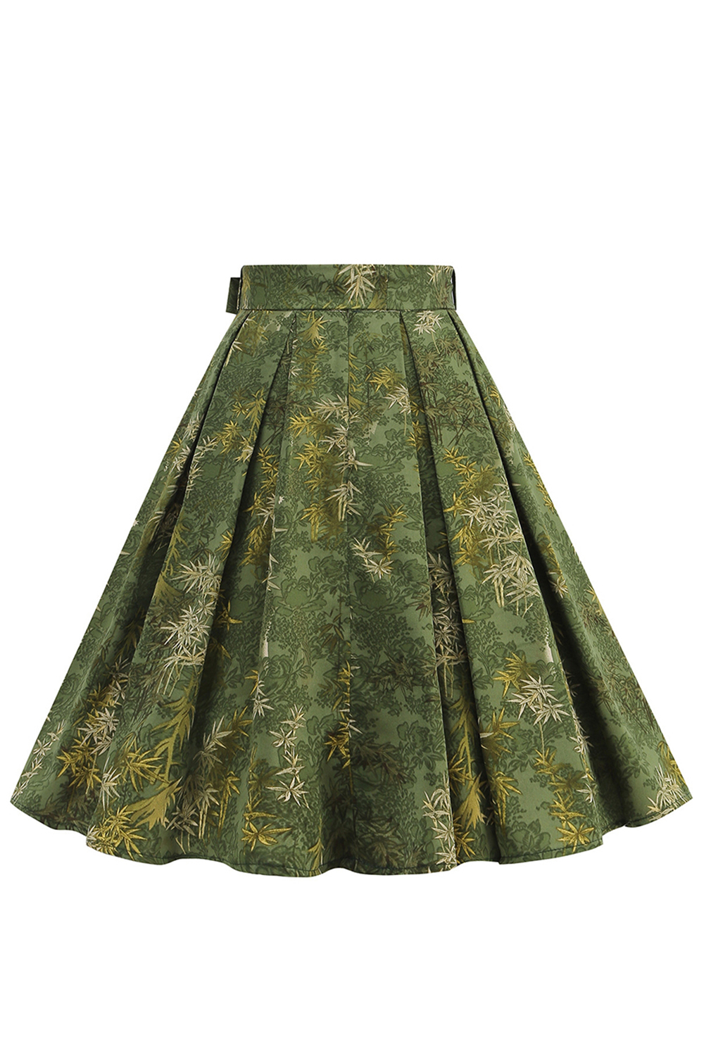  Classic Army Green Pleated Vintage Skirt