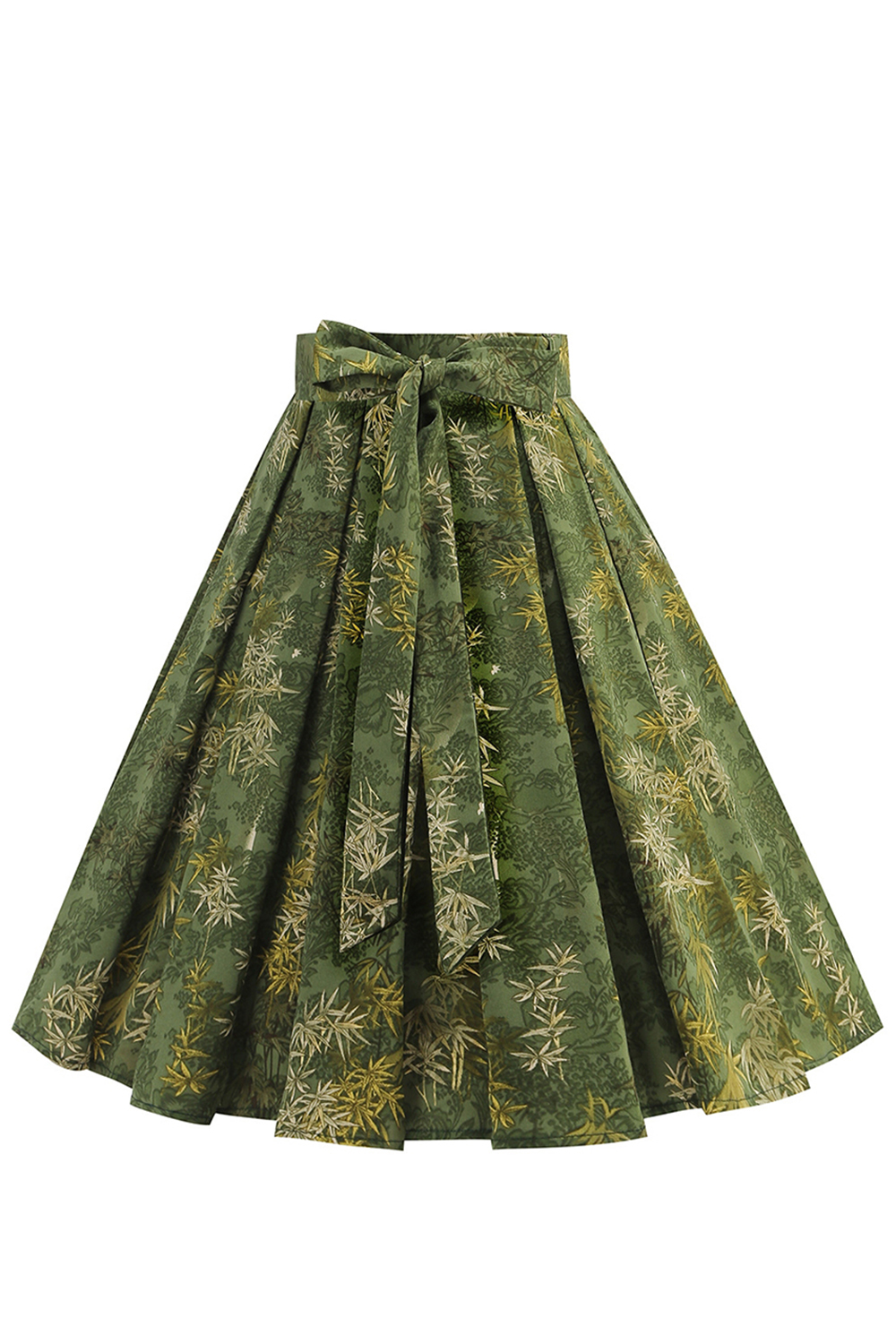  Classic Army Green Pleated Vintage Skirt