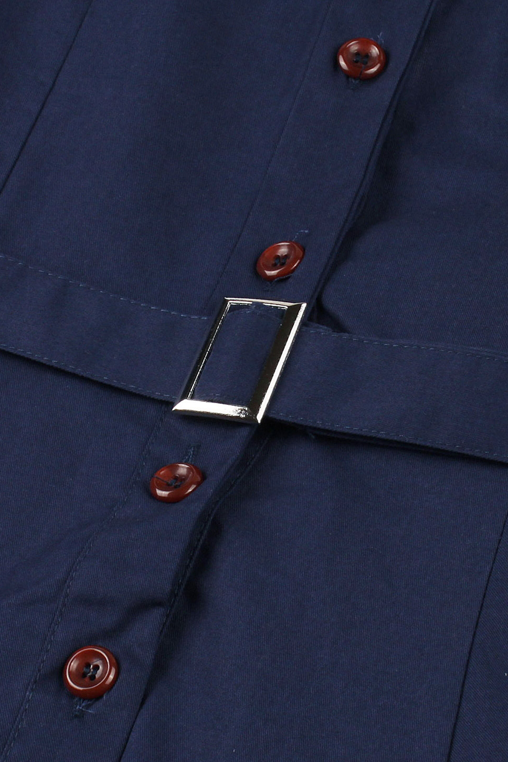 Modest Burgundy Collared A-Line Swing Vintage Dress with Belt