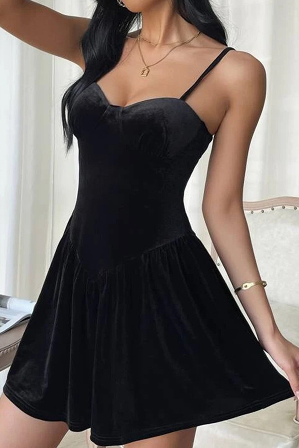 Sexy Elegant Velvet Sweetheart Neck Black Bodycon Homecoming Dress