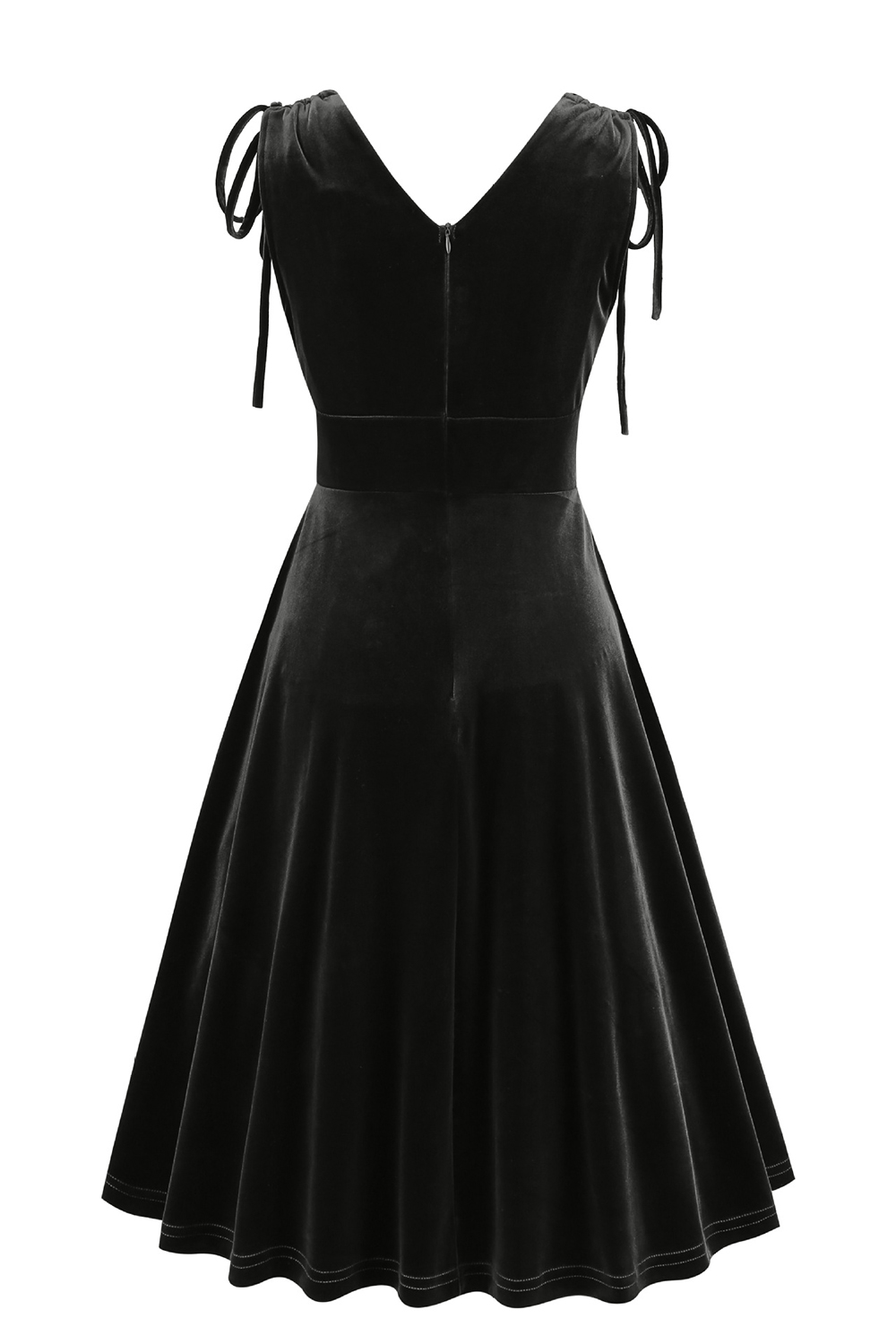 Elegant Chic A-Line Velvet Double V-Neck Cocktail Party Dress with Fringe
