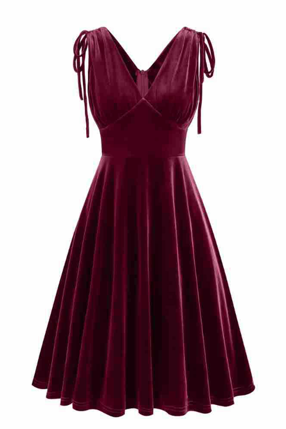 Elegant Chic A-Line Velvet Double V-Neck Cocktail Party Dress with Fringe