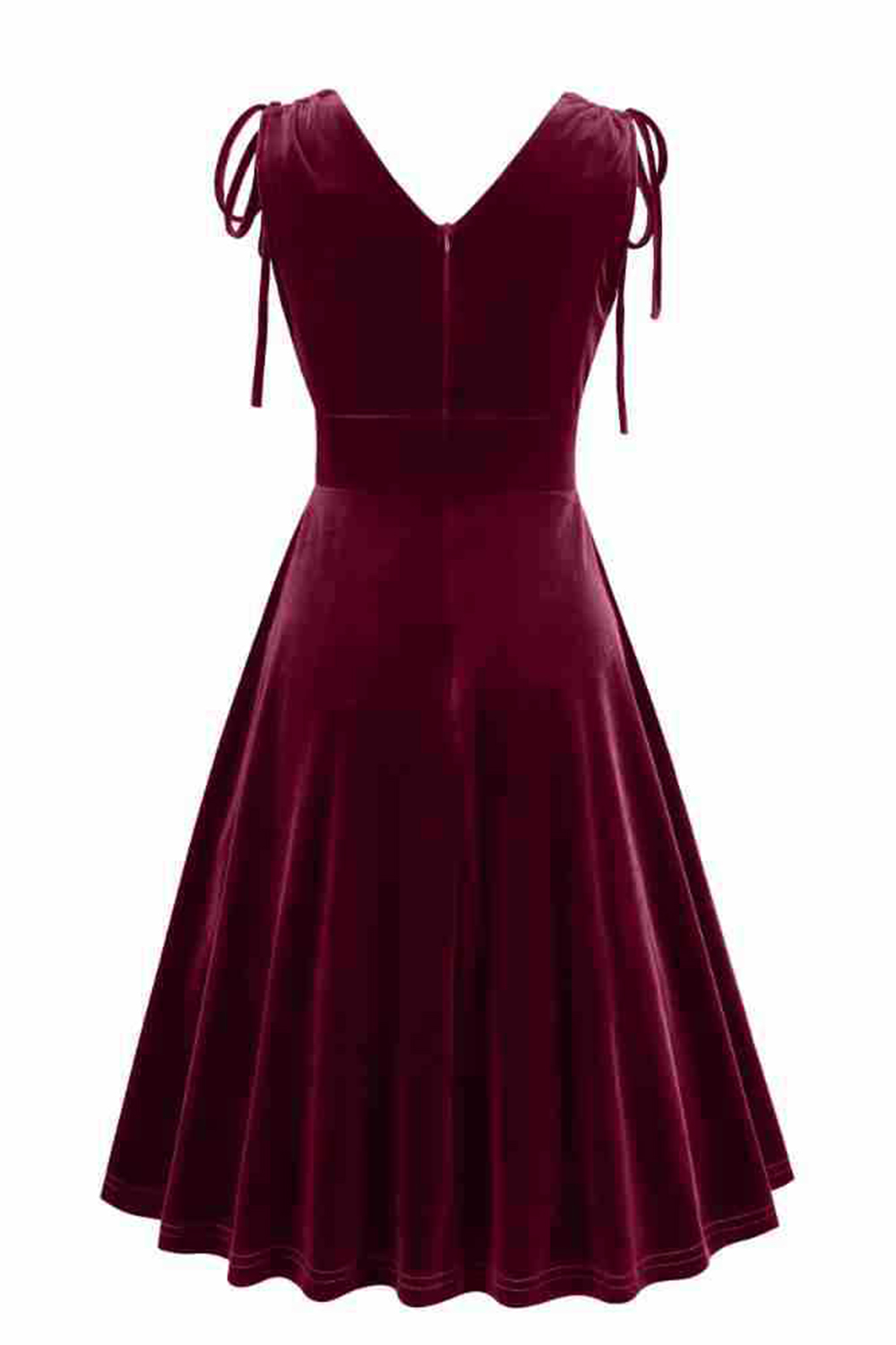 Elegant Chic A-Line Velvet Double V-Neck Cocktail Party Dress with Fringe