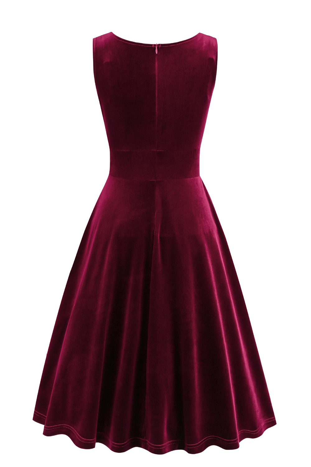 Elegant A-Line Velvet V-Neck Sleeveless Pleated Cocktail Party Dress