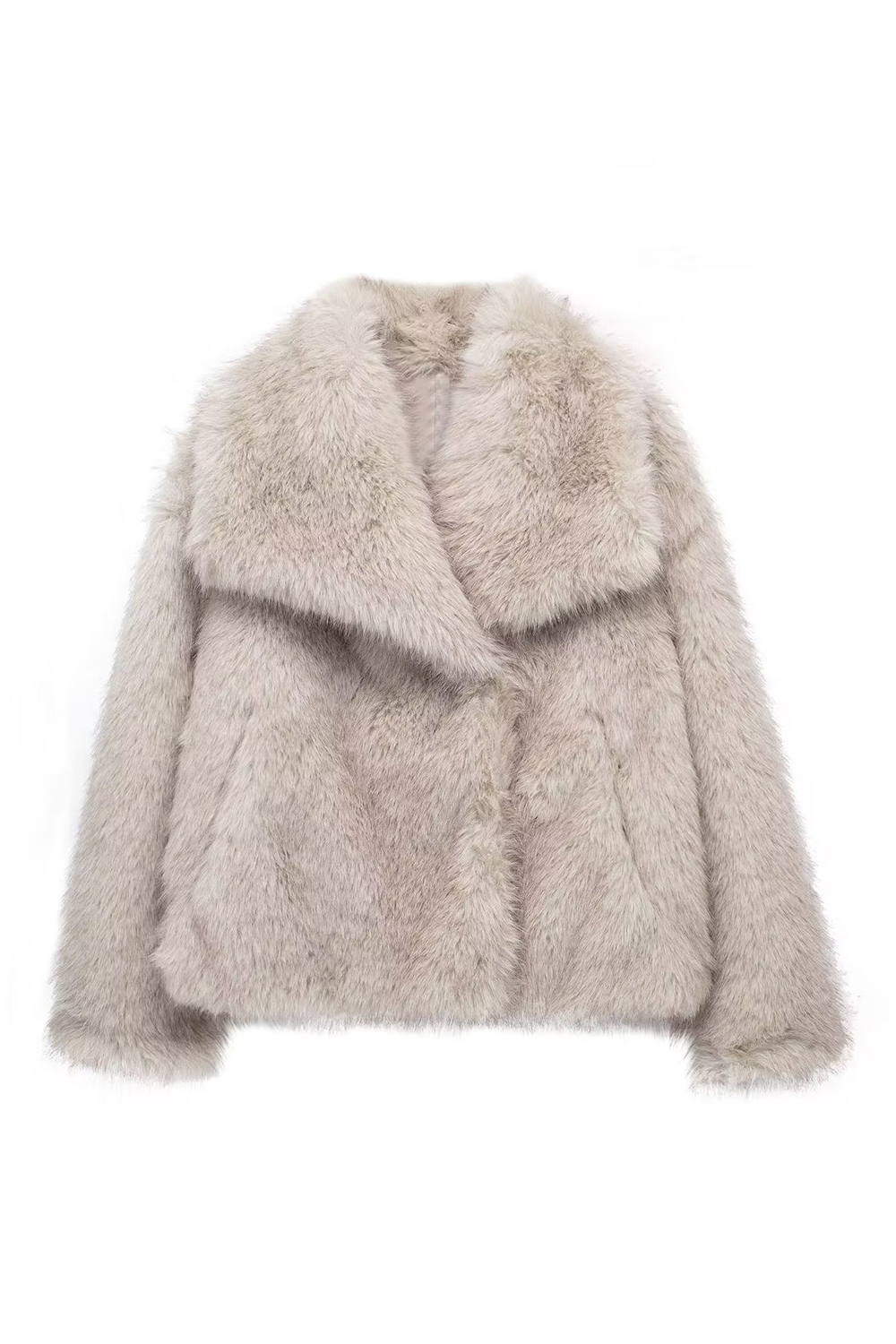 Shawl Lapel Short Fitted Faux Fur