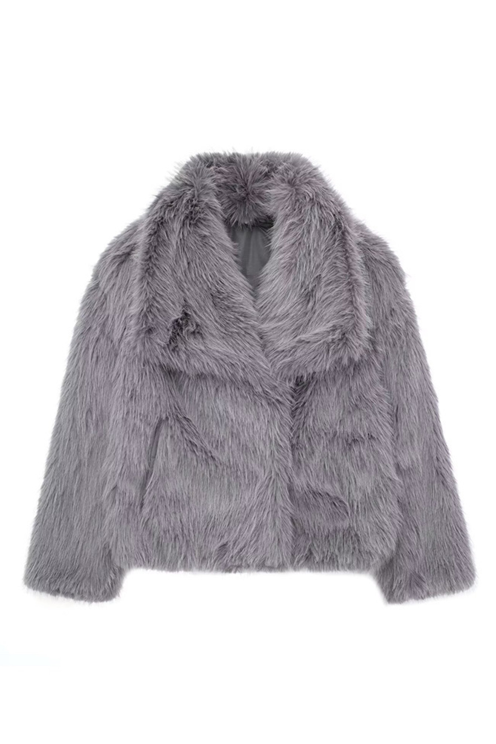Shawl Lapel Short Fitted Faux Fur
