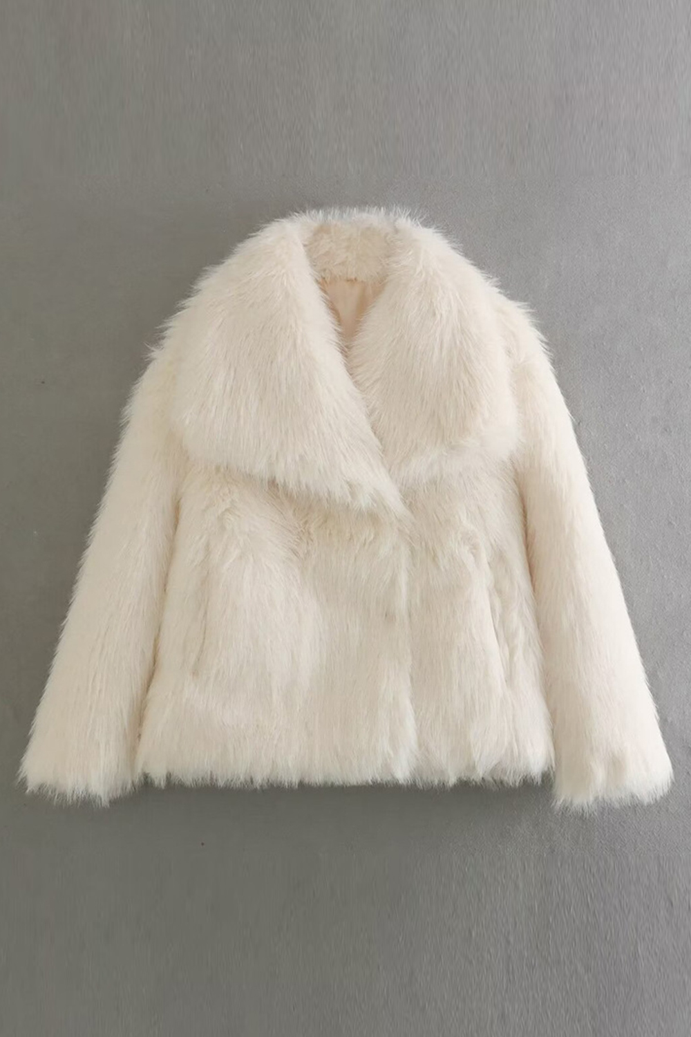 Shawl Lapel Short Fitted Faux Fur