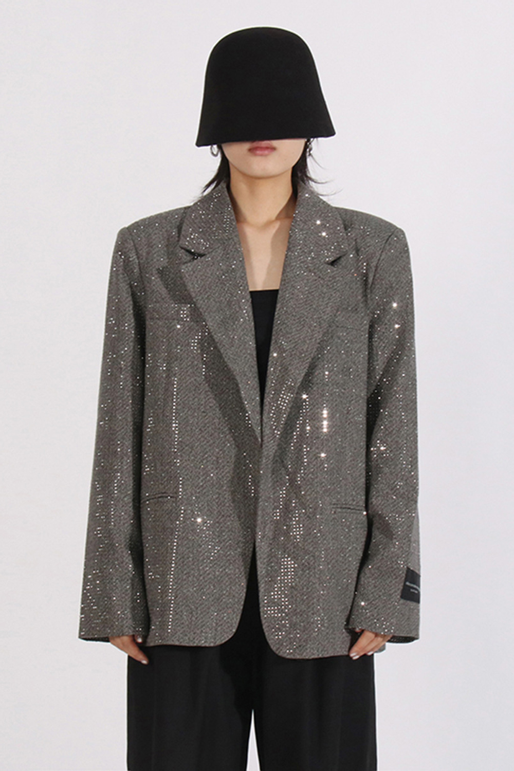 2024 Lapel Casual Blazer with Sequins in Grey