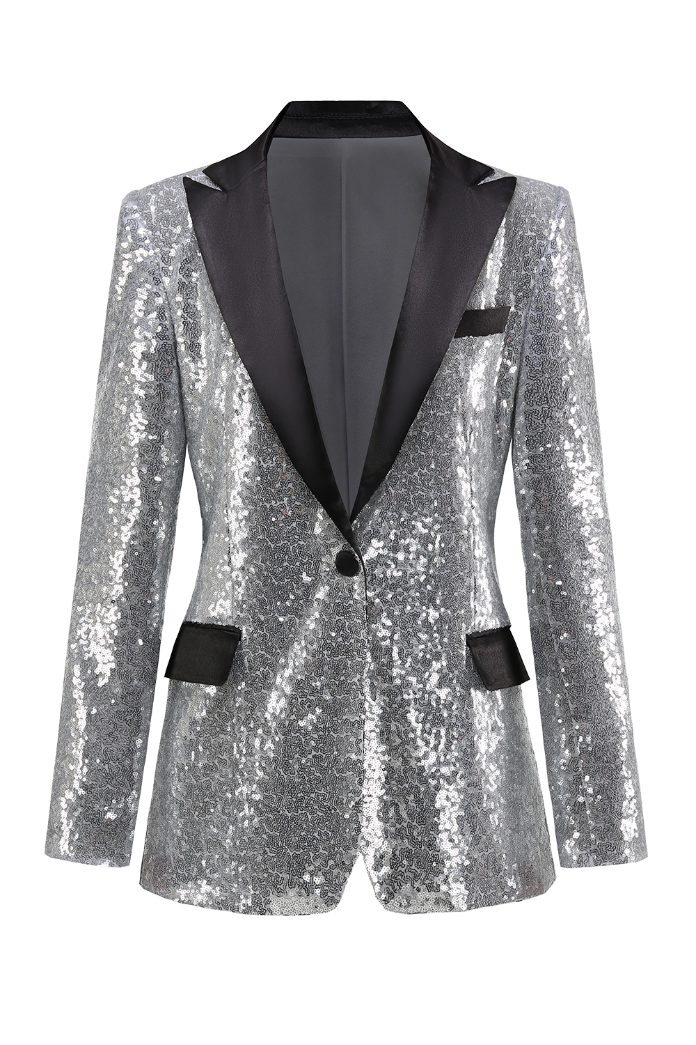 Sequin Women's Blazer with Shiny Lapel