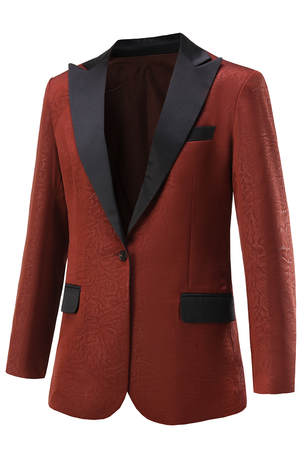 Chic Rust Lapel Long Sleeve Women's Suit for Formal Occasions