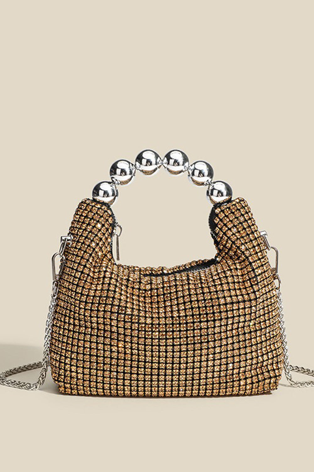 Sparkly Black Bucket Bag with Chains