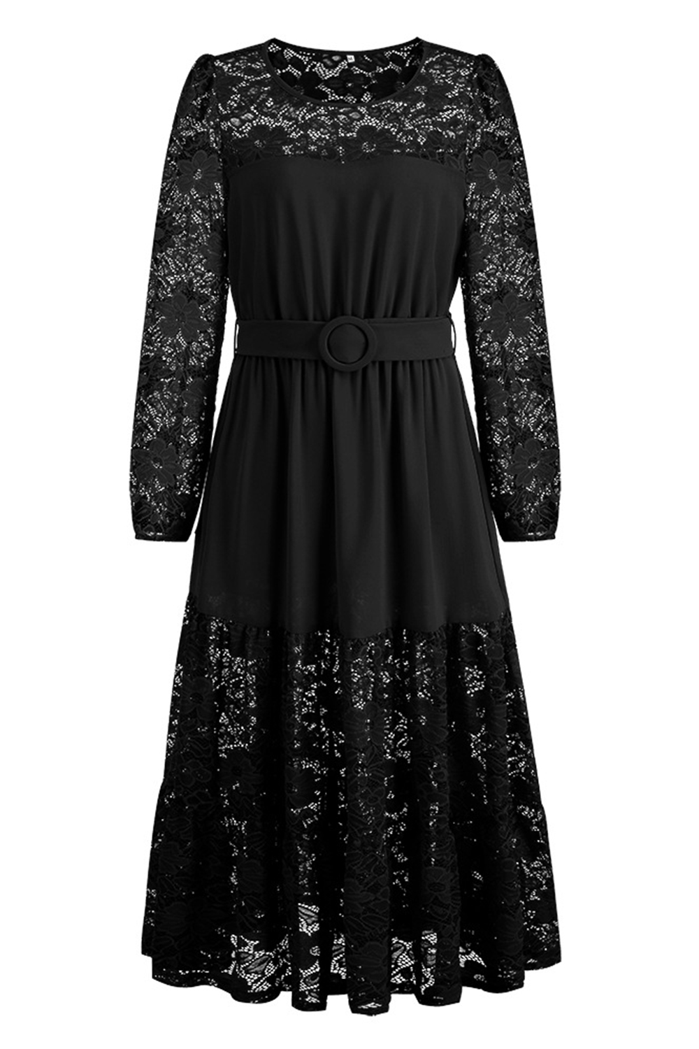 Calf-length Elegant patterned waist cocktail dress