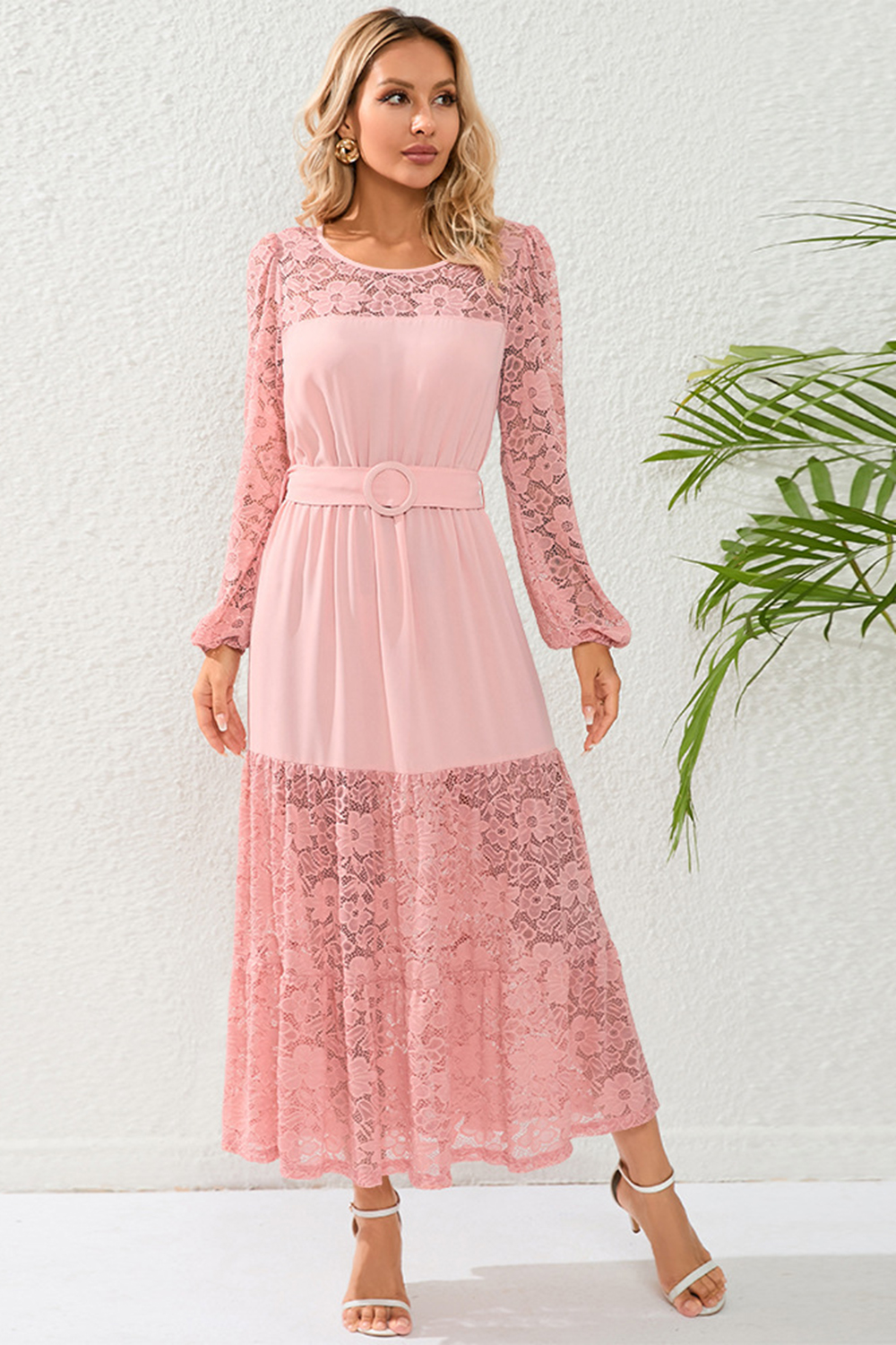 Calf-length Elegant patterned waist cocktail dress