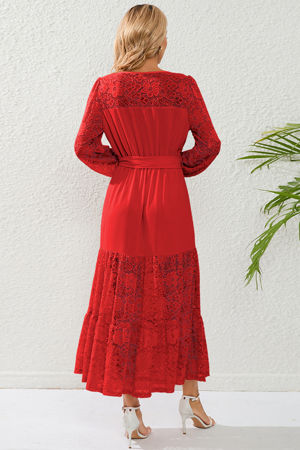 Calf-length Elegant patterned waist cocktail dress