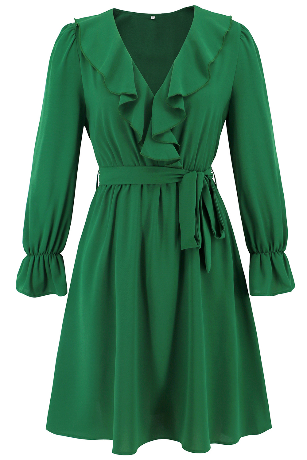 Pleated trumpet sleeves V-neck cocktail dress