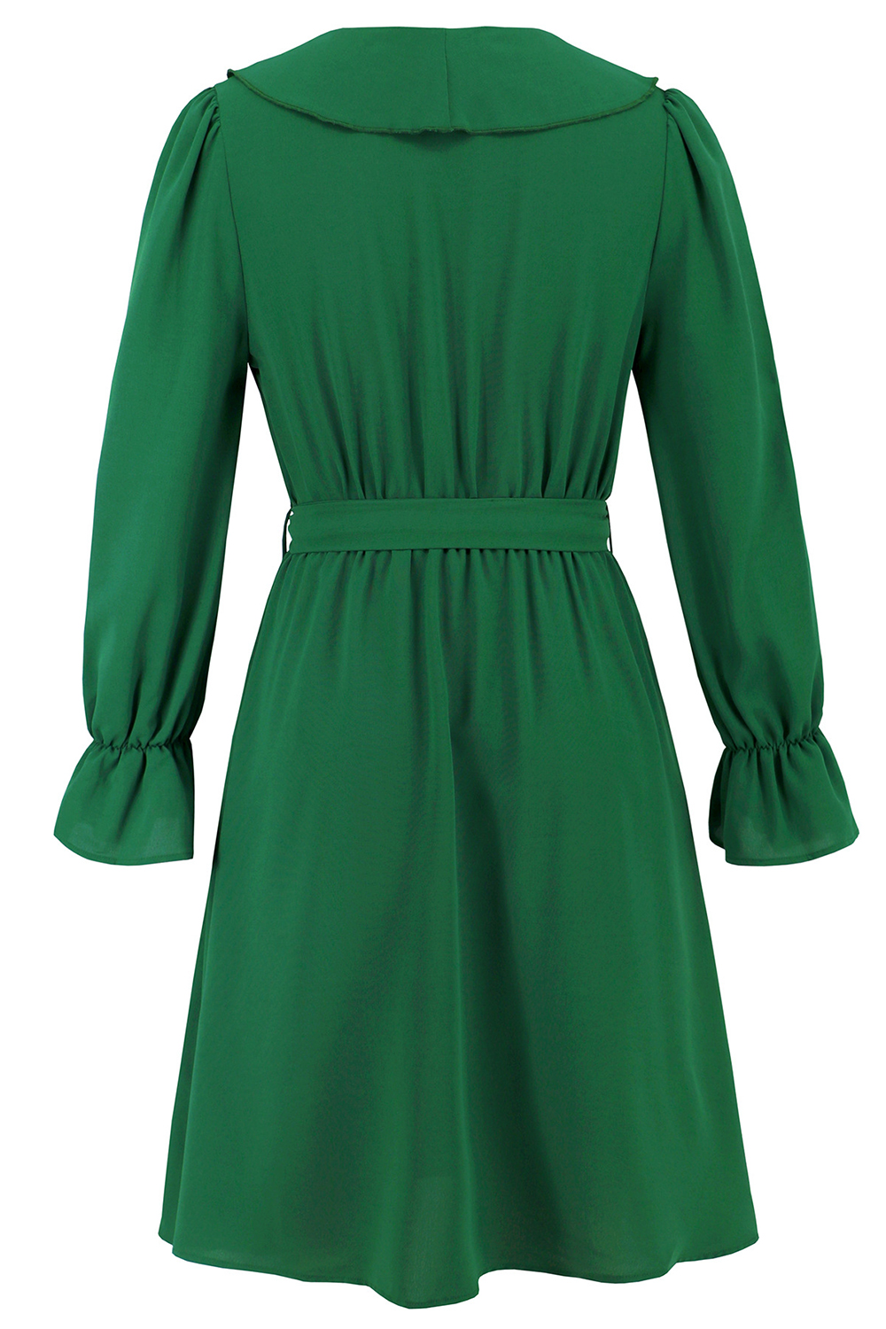 Pleated trumpet sleeves V-neck cocktail dress