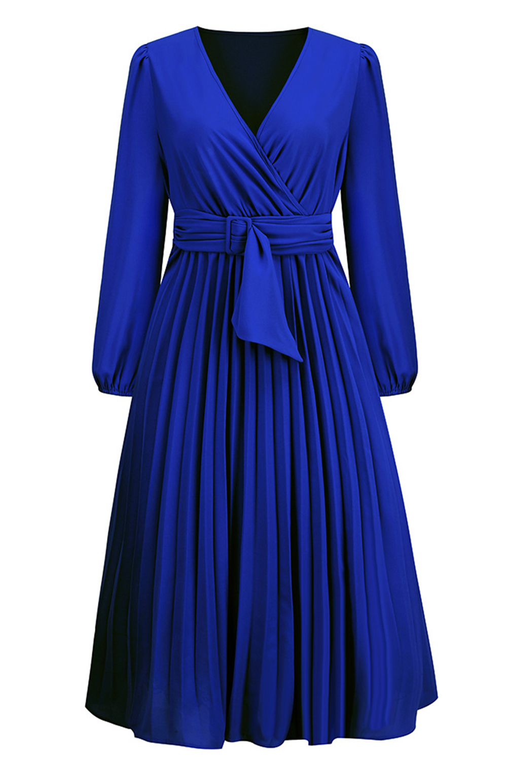Elegant slim fitA-line Waist V-neck pleated cocktail dress