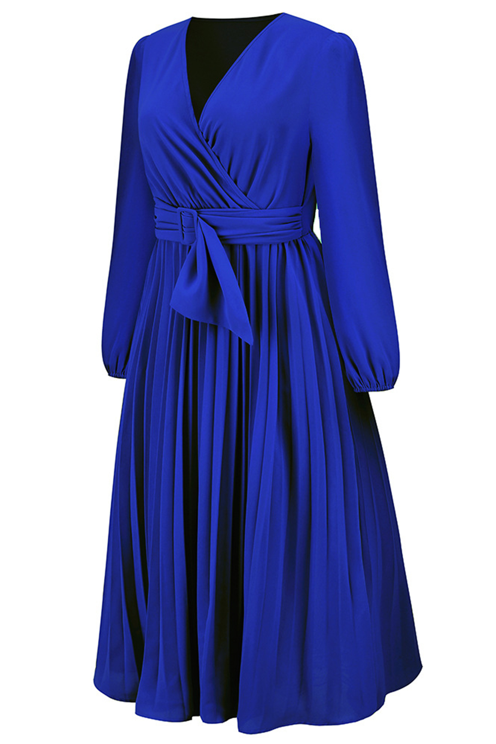 Elegant slim fitA-line Waist V-neck pleated cocktail dress