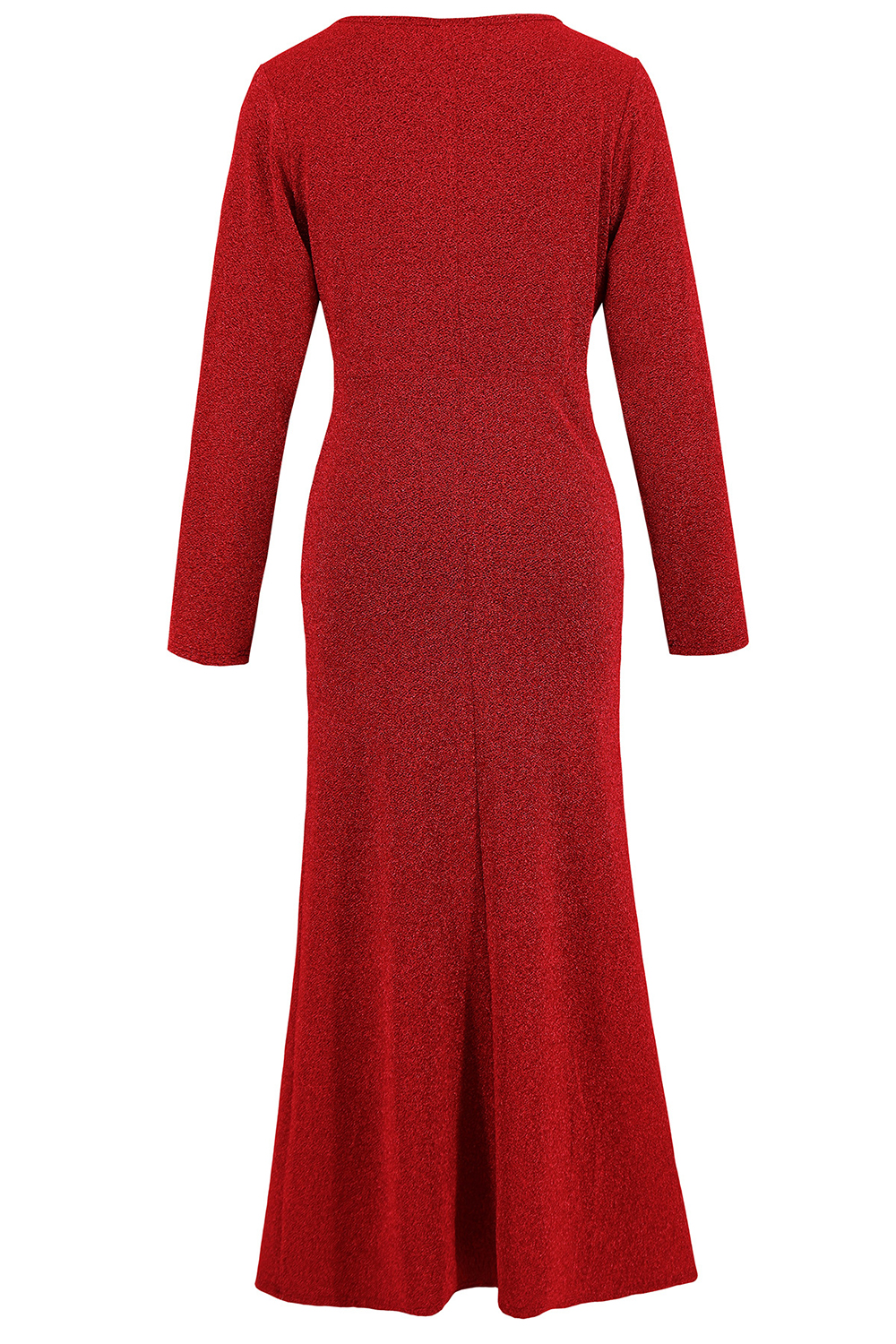 Fitted Long Sleeve Round Neck Ruched Cocktail Dress