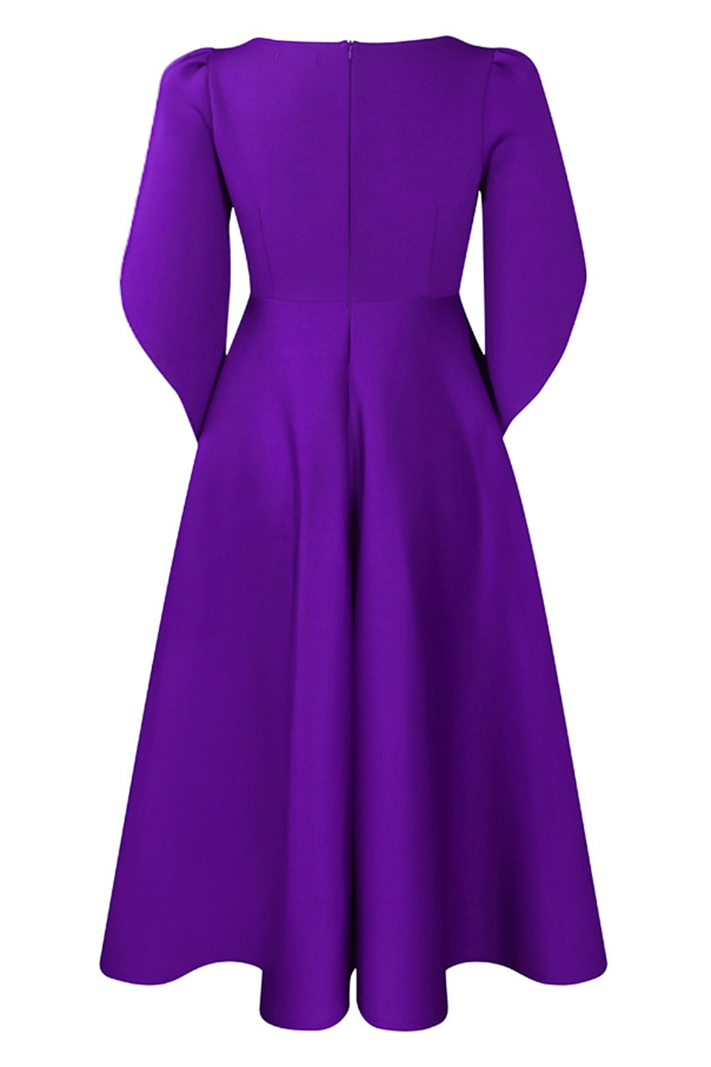Round Neck Ruched Flared Sleeve Knee-Length Cocktail Dress
