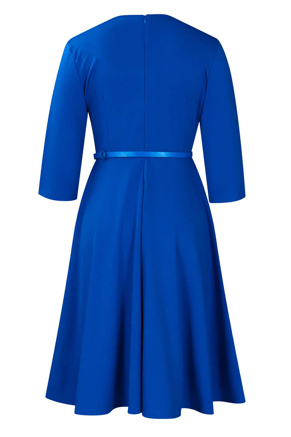 Collared Three-Quarter Sleeve Ruched Waist Cocktail Dress