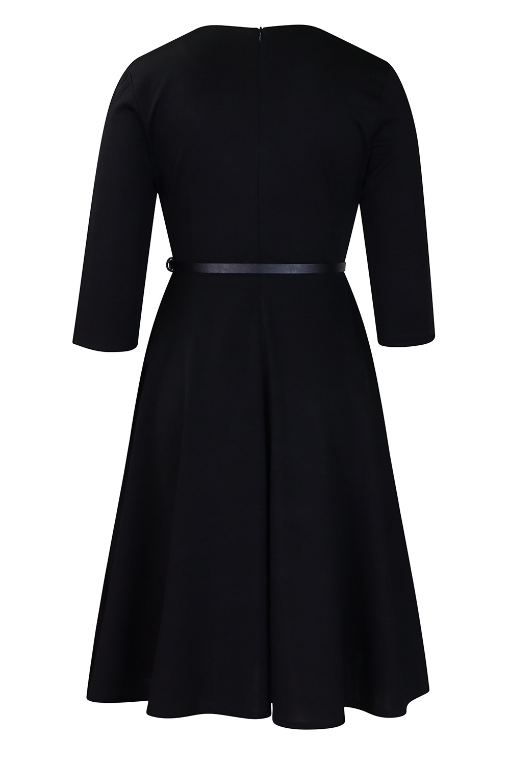 Collared Three-Quarter Sleeve Ruched Waist Cocktail Dress