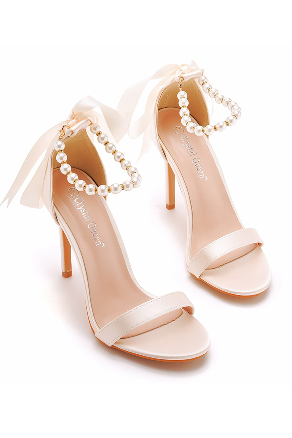 Elegant Solid Color Buckle Satin Low-Top Round-Toe Peep-Toe High Heels for Women