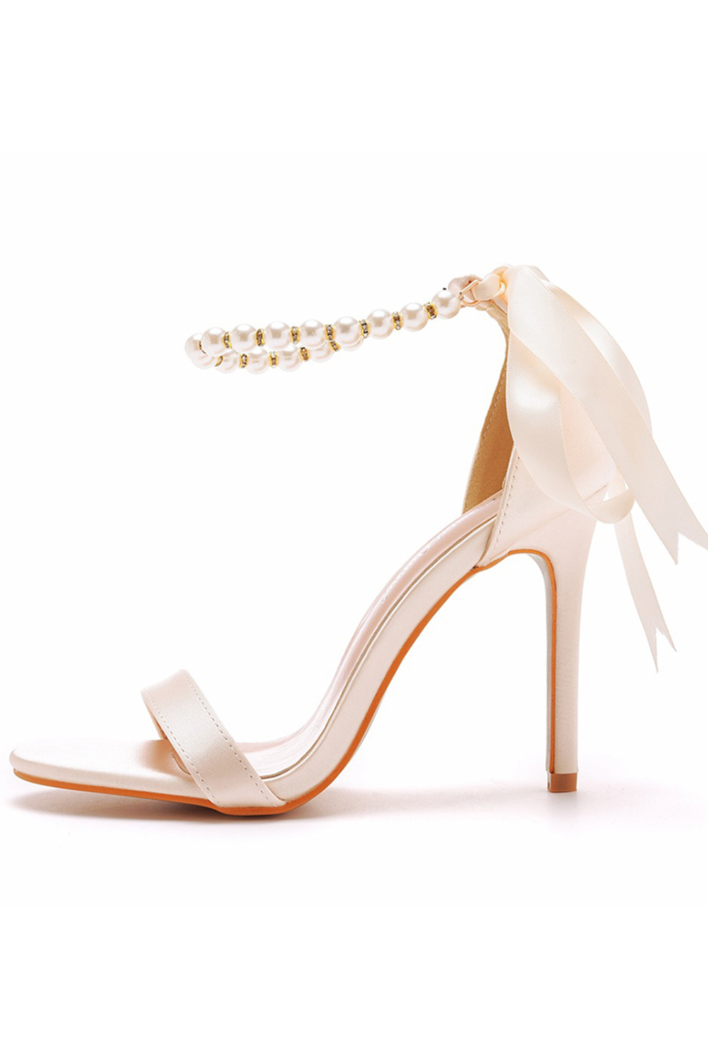 Elegant Solid Color Buckle Satin Low-Top Round-Toe Peep-Toe High Heels for Women