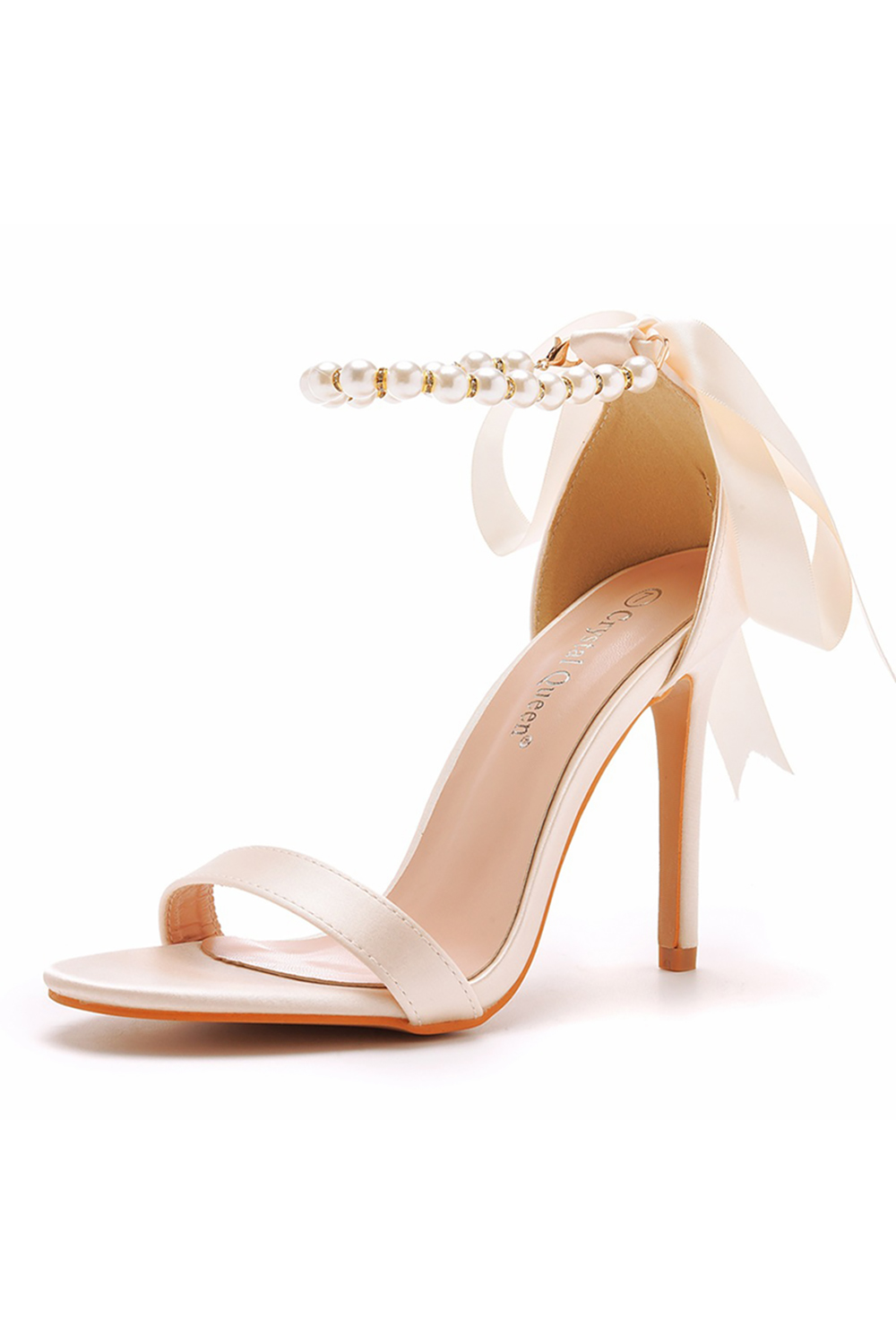 Elegant Solid Color Buckle Satin Low-Top Round-Toe Peep-Toe High Heels for Women