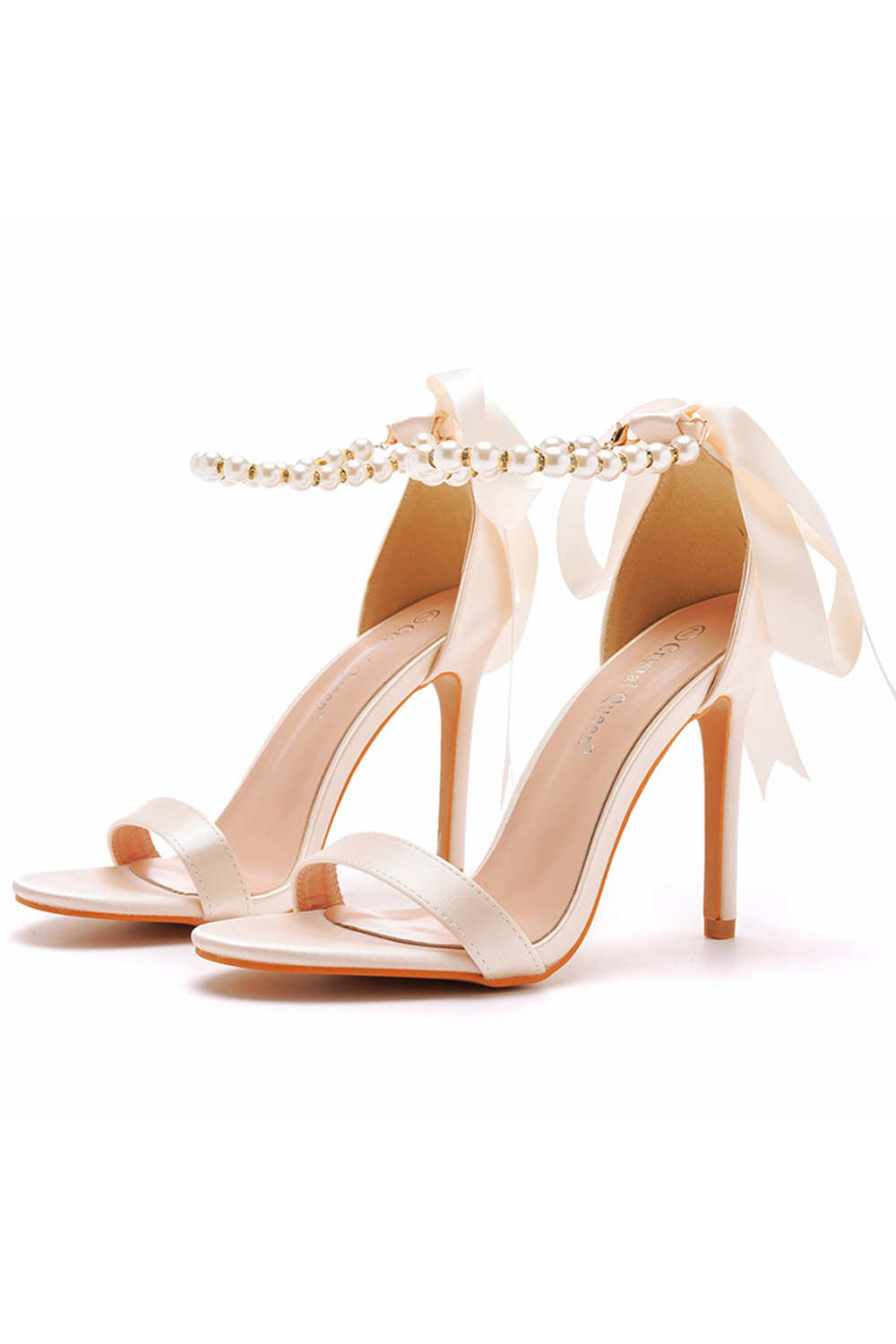 Elegant Solid Color Buckle Satin Low-Top Round-Toe Peep-Toe High Heels for Women