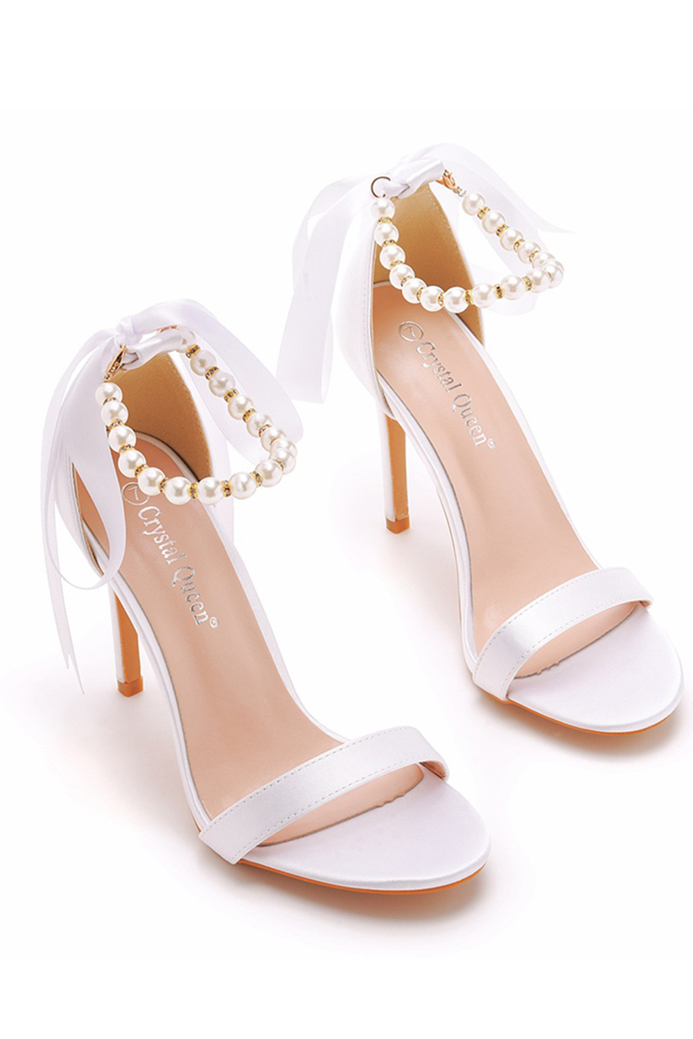 Elegant Solid Color Buckle Satin Low-Top Round-Toe Peep-Toe High Heels for Women