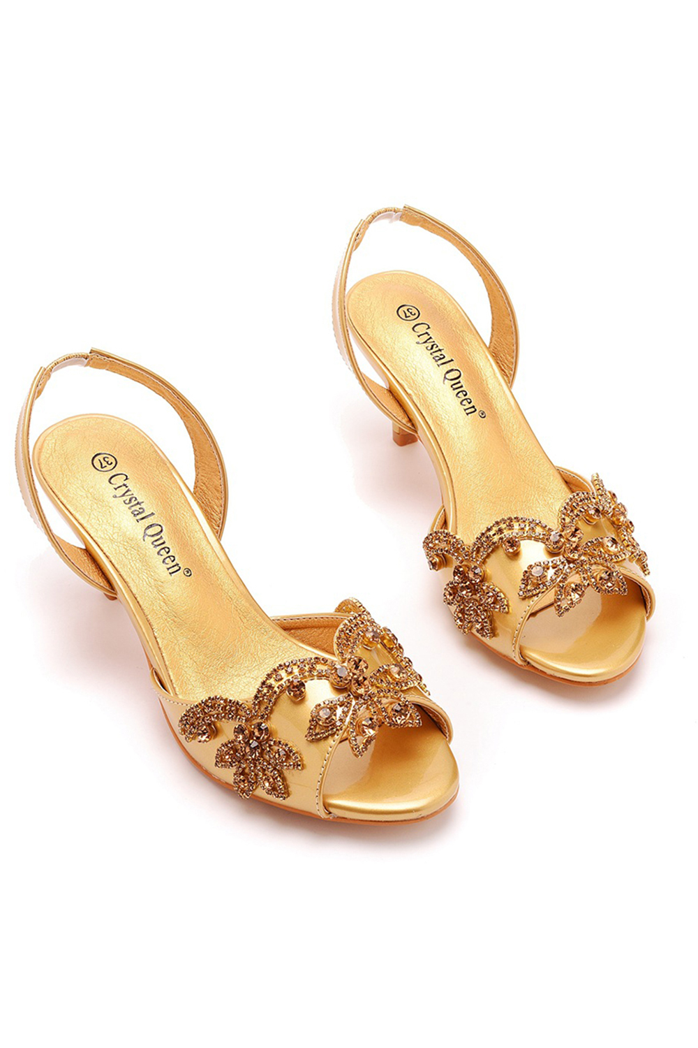 Elegant Rhinestone Buckle Stiletto High-Heeled Peep-Toe Sandals