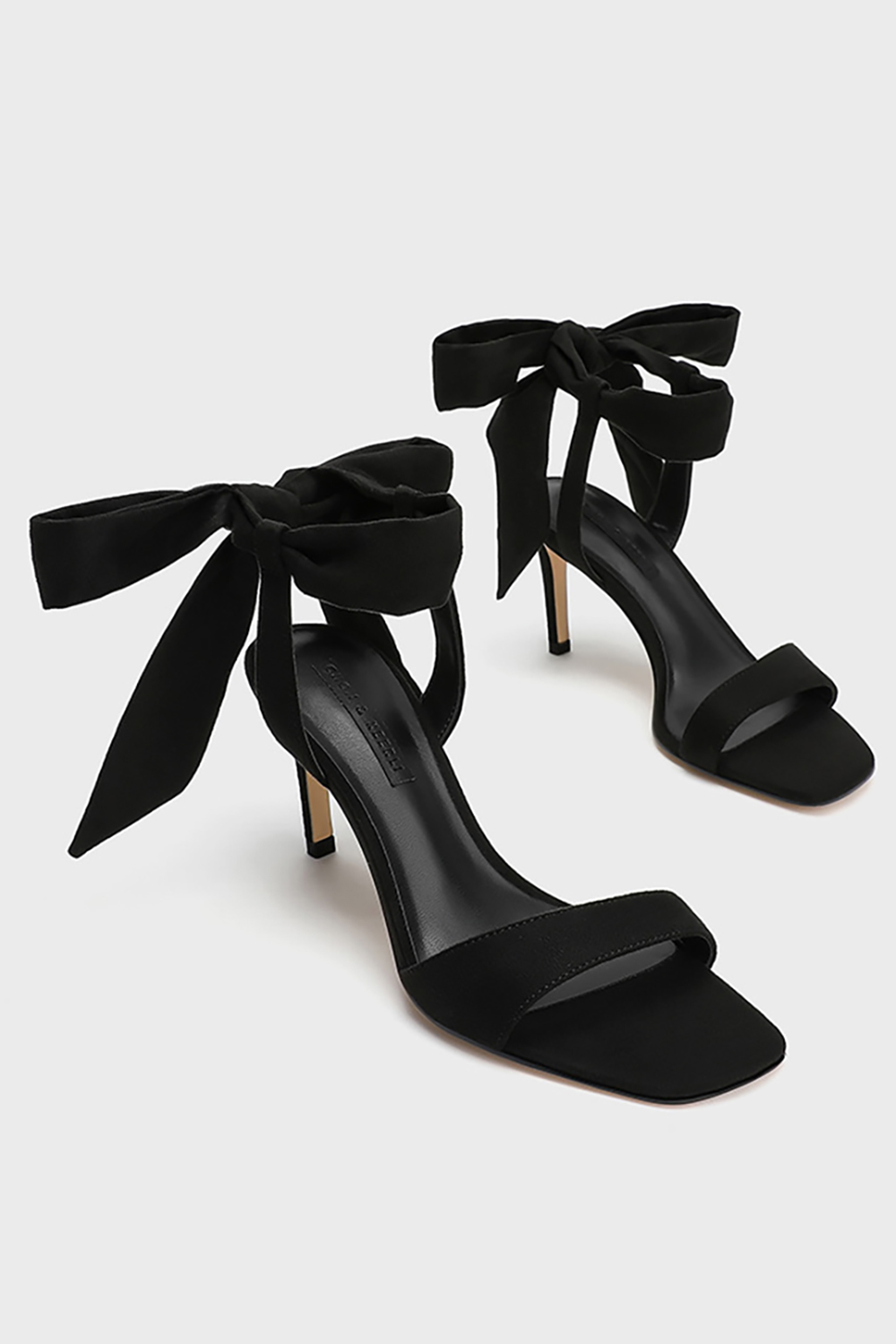 Velvet Sweet Bow Round-Toe Satin Stiletto High Heeled Sandals for Women