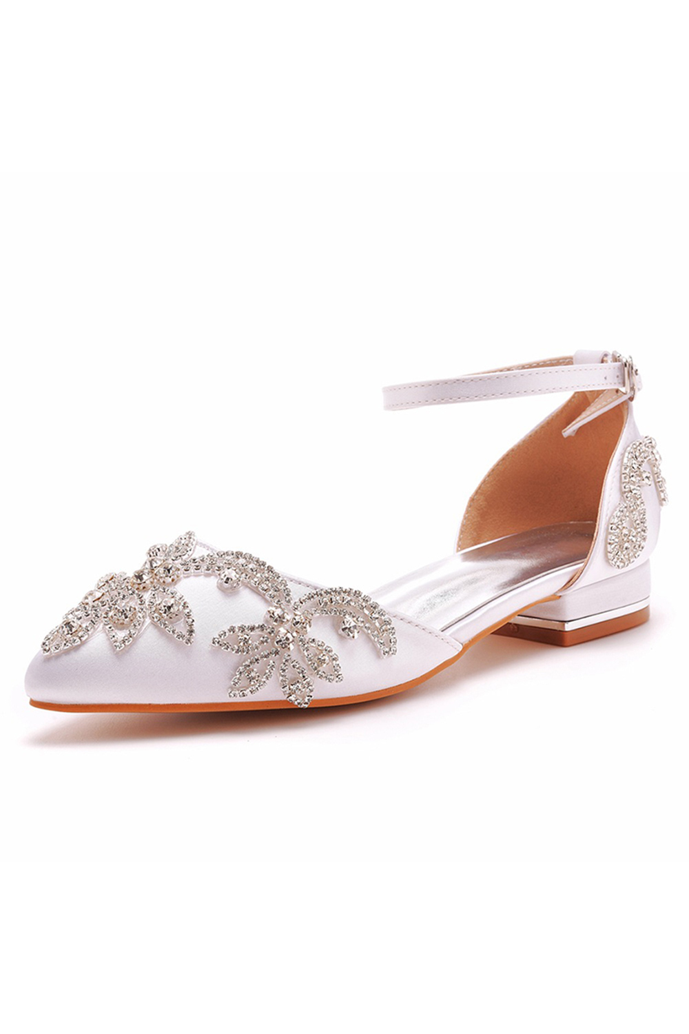 Elegant Rhinestone Buckle Chunky-Heel Short Heeled High Heels for Women