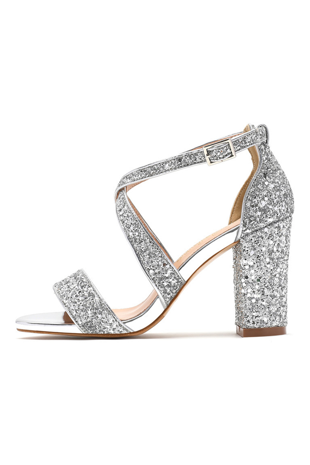 Simple Round-Toe Buckle Chunky-Heeled High Heels for Women