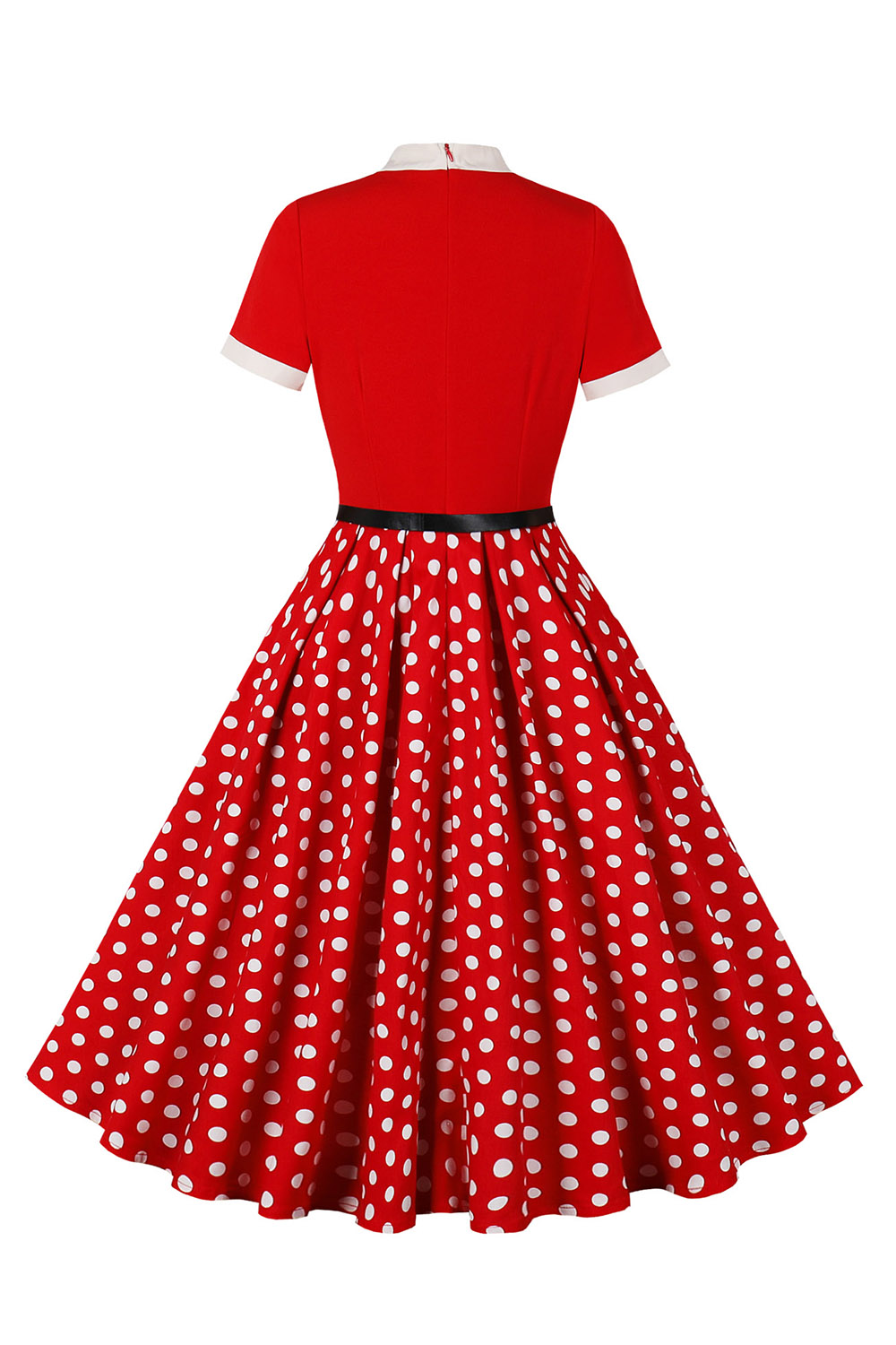 Round Neck Short Sleeves Bow Tie A-Line Midi Cocktall Dress