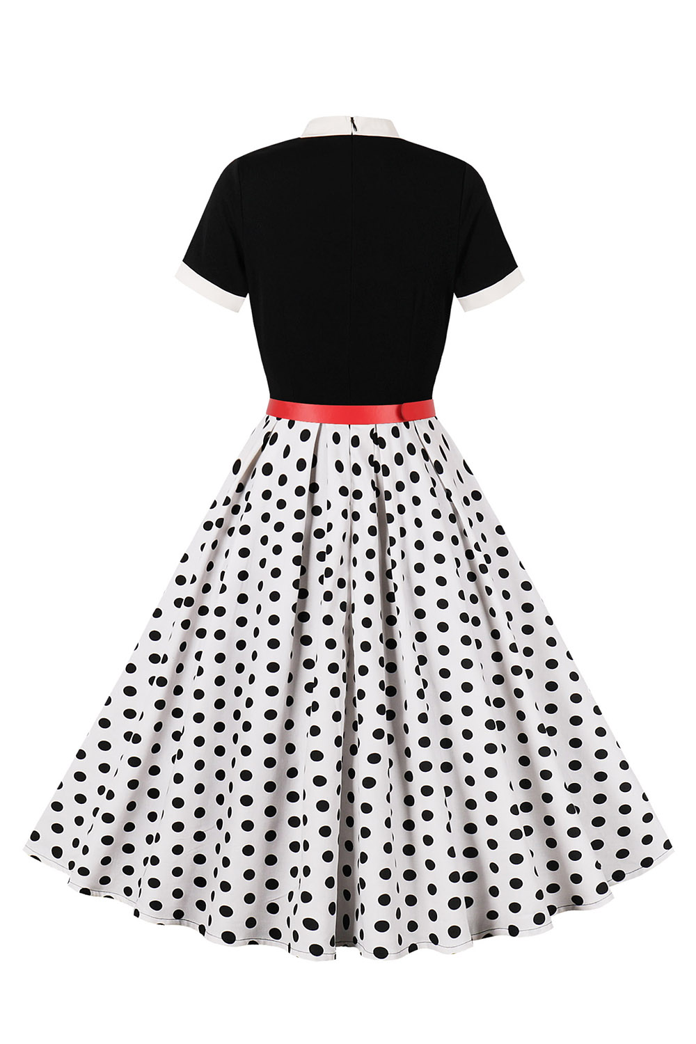 Round Neck Short Sleeves Bow Tie A-Line Midi Cocktall Dress