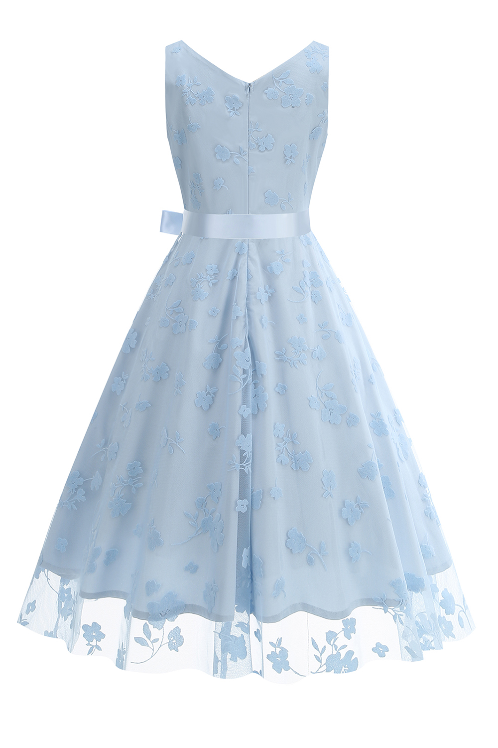 Elegant V-Neck Sleeveless Bow Tie Mid-Length Cocktall Dress for Women