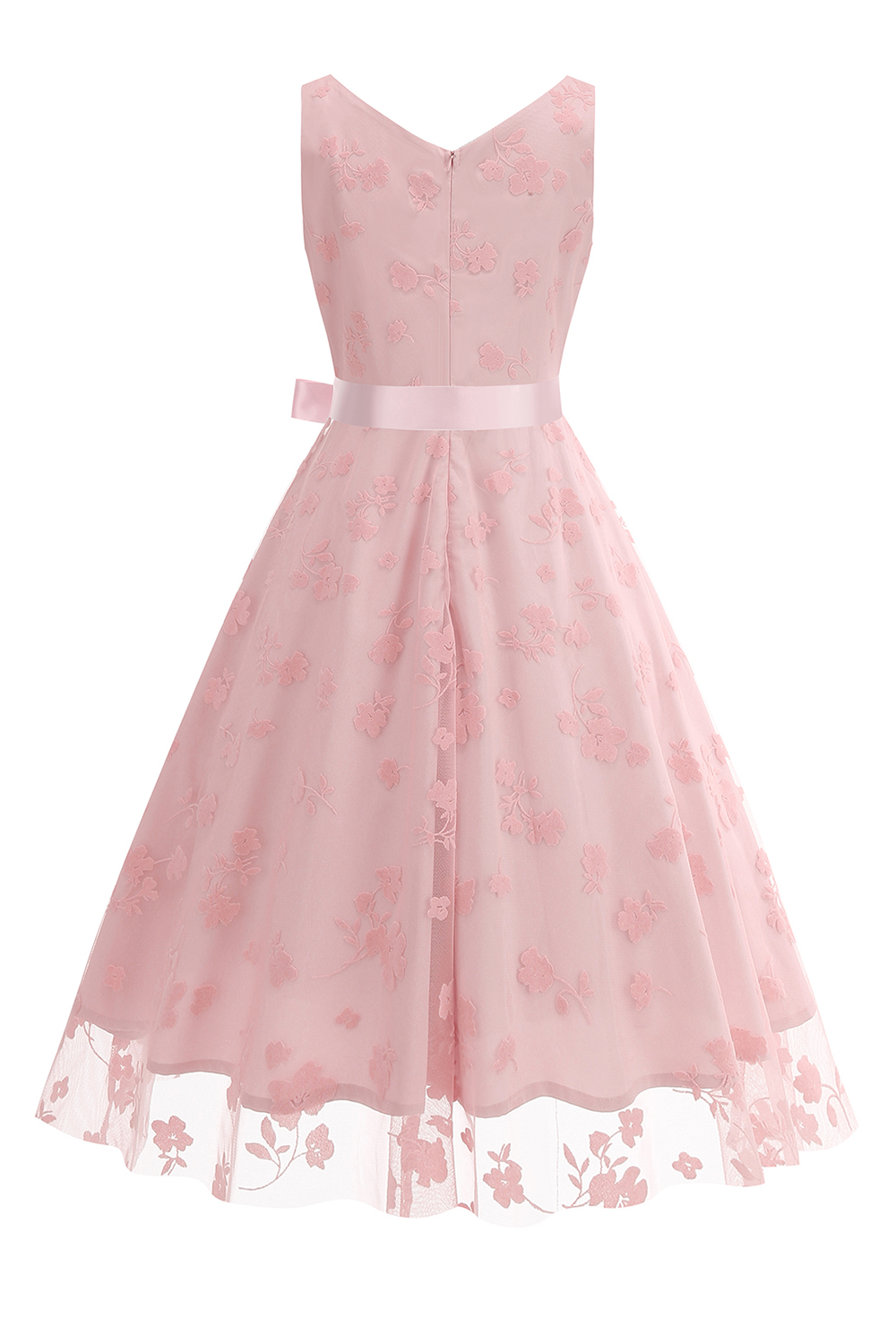 Elegant V-Neck Sleeveless Bow Tie Mid-Length Cocktall Dress for Women